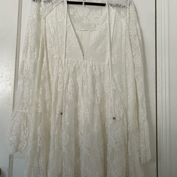Free People White Lace Long Sleeve Dress - Picture 3 of 6